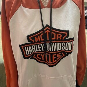 Harley-Davidson womens Orange and White Sweater